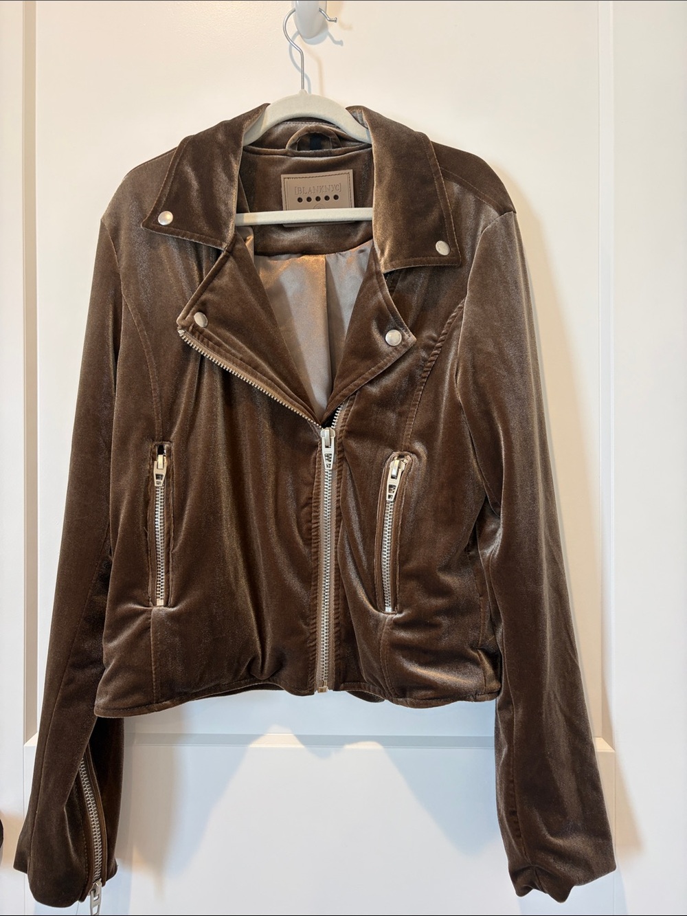 Blank NYC Brown Velvet Moto Jacket